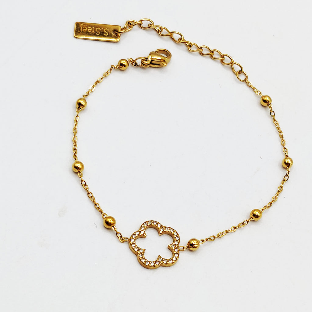 Bracelet Marguerites Creuses Cristaux Luxe