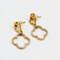 Boucles d'oreilles Double Trèfles Creux Cristaux Luxe