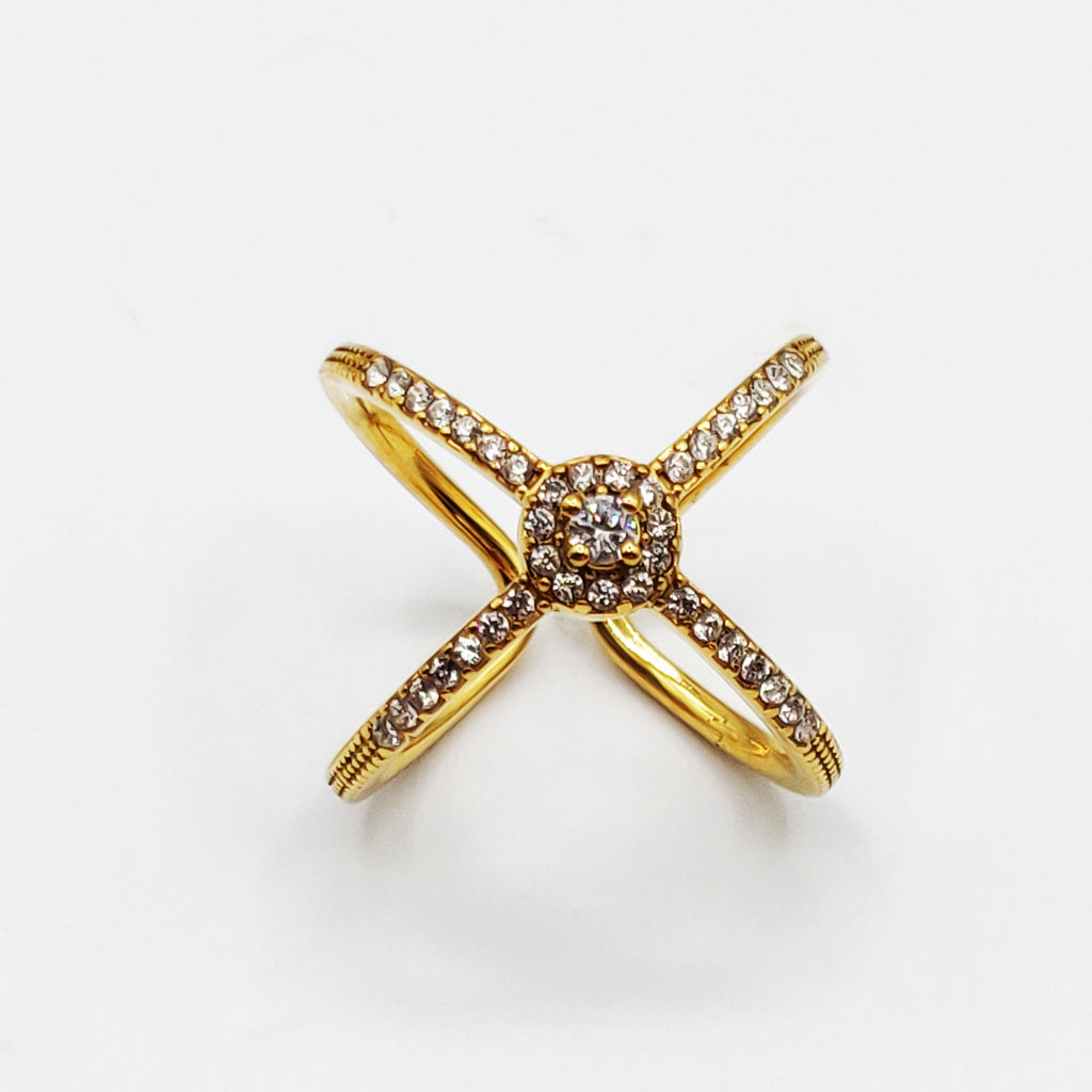 Bague X Cristaux Rond Cristaux Luxe
