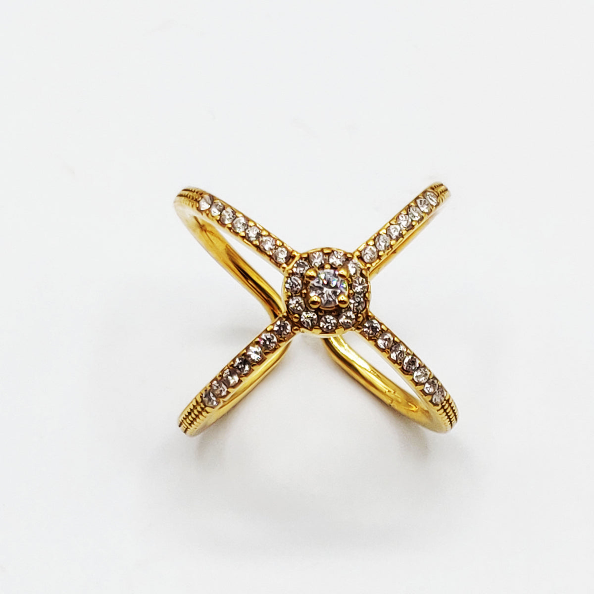 Bague X Cristaux Rond Cristaux Luxe