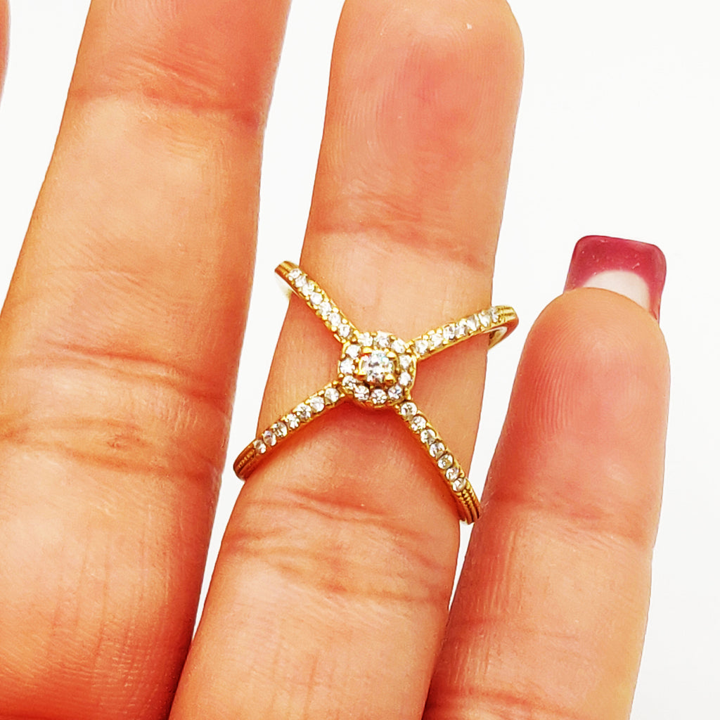 Bague X Cristaux Rond Cristaux Luxe