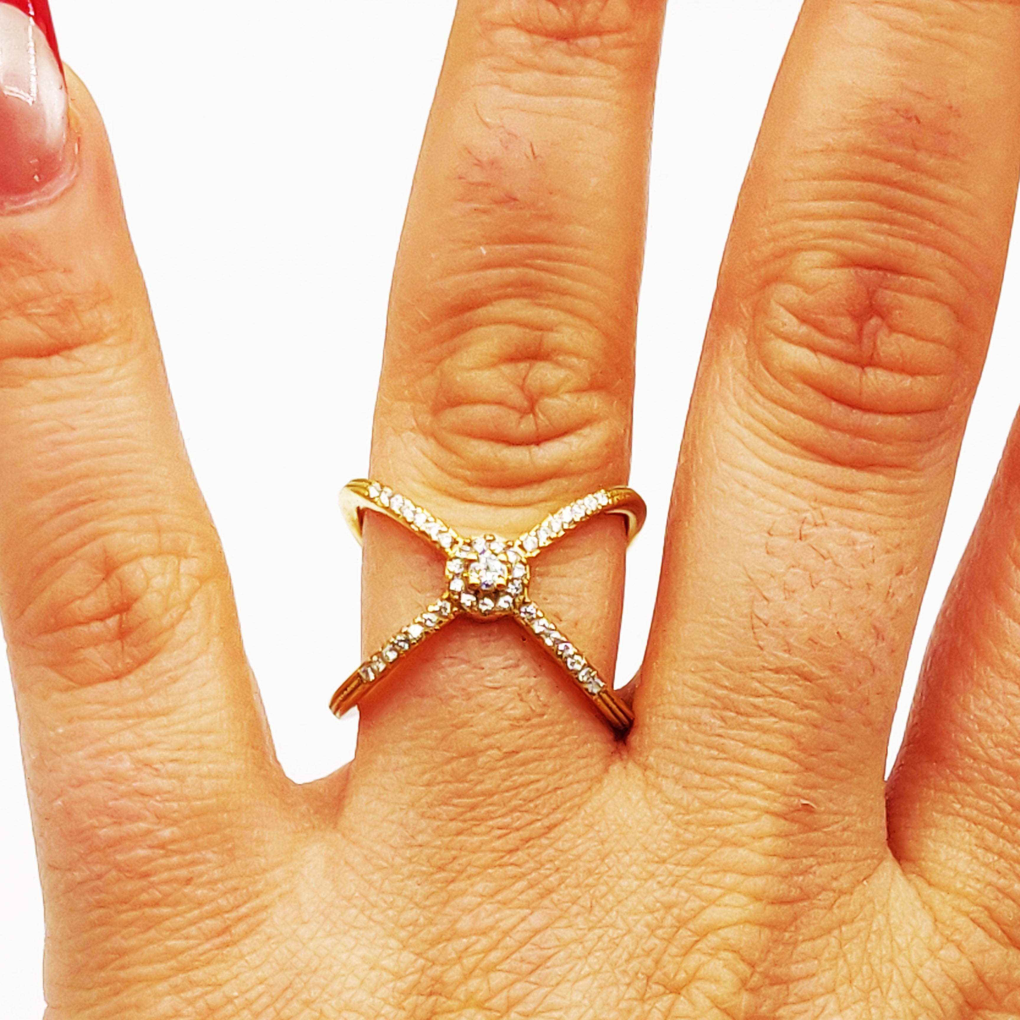 Bague X Cristaux Rond Cristaux Luxe
