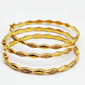 Trio de Bracelets Rigides Losanges Dorés et Cristaux Luxe