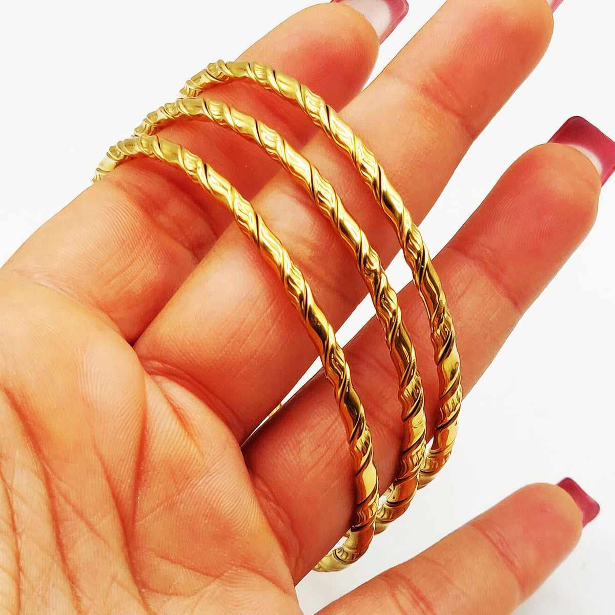 Trio de Bracelets Rigides Torsadés Luxe