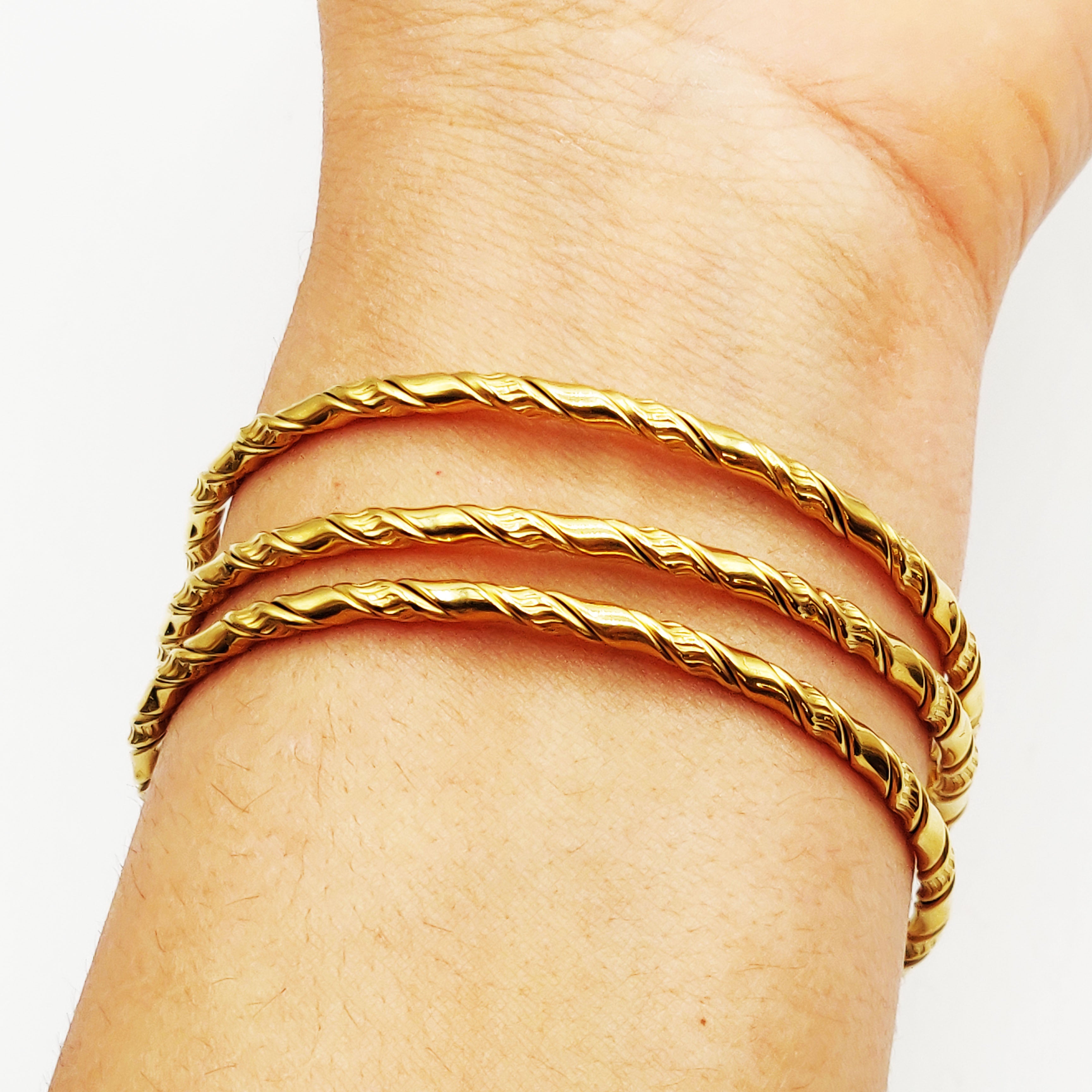 Trio de Bracelets Rigides Torsadés Luxe