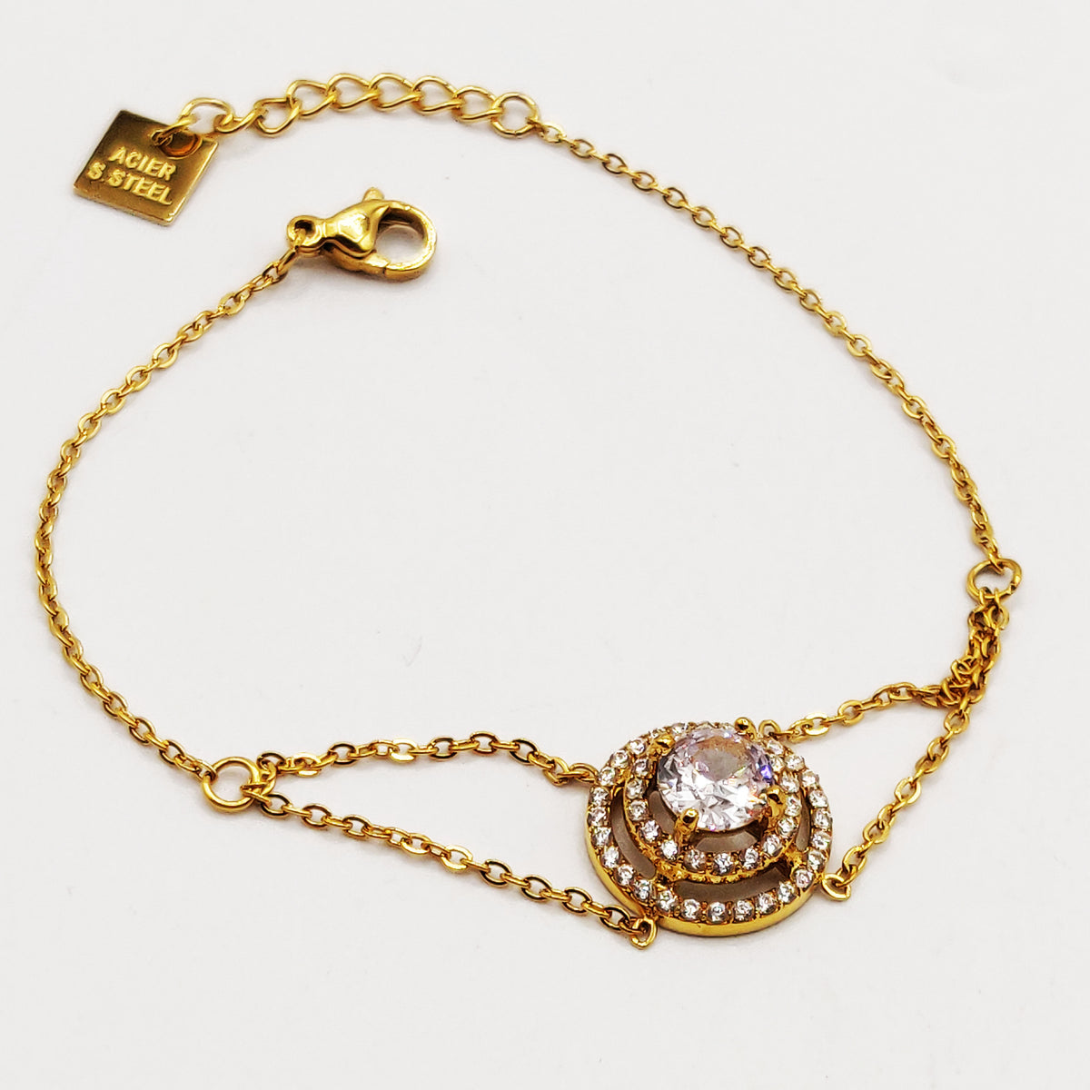 Bracelet Gros Cristal Rond Double Tour Cristaux Luxe