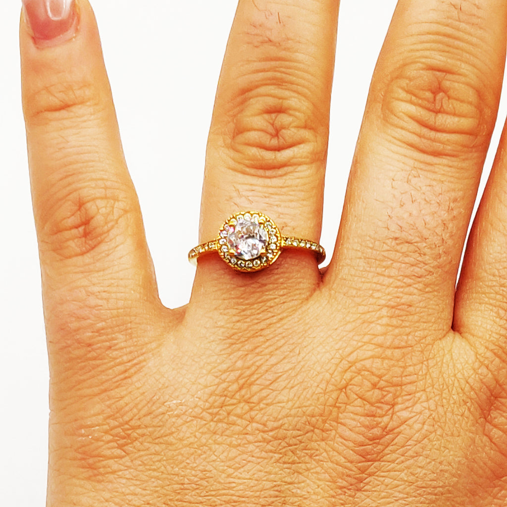 Bague Gros Cristal Rond Double Tour Cristaux Luxe