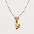Collier Double Coeurs Bombé et Cristaux Luxe