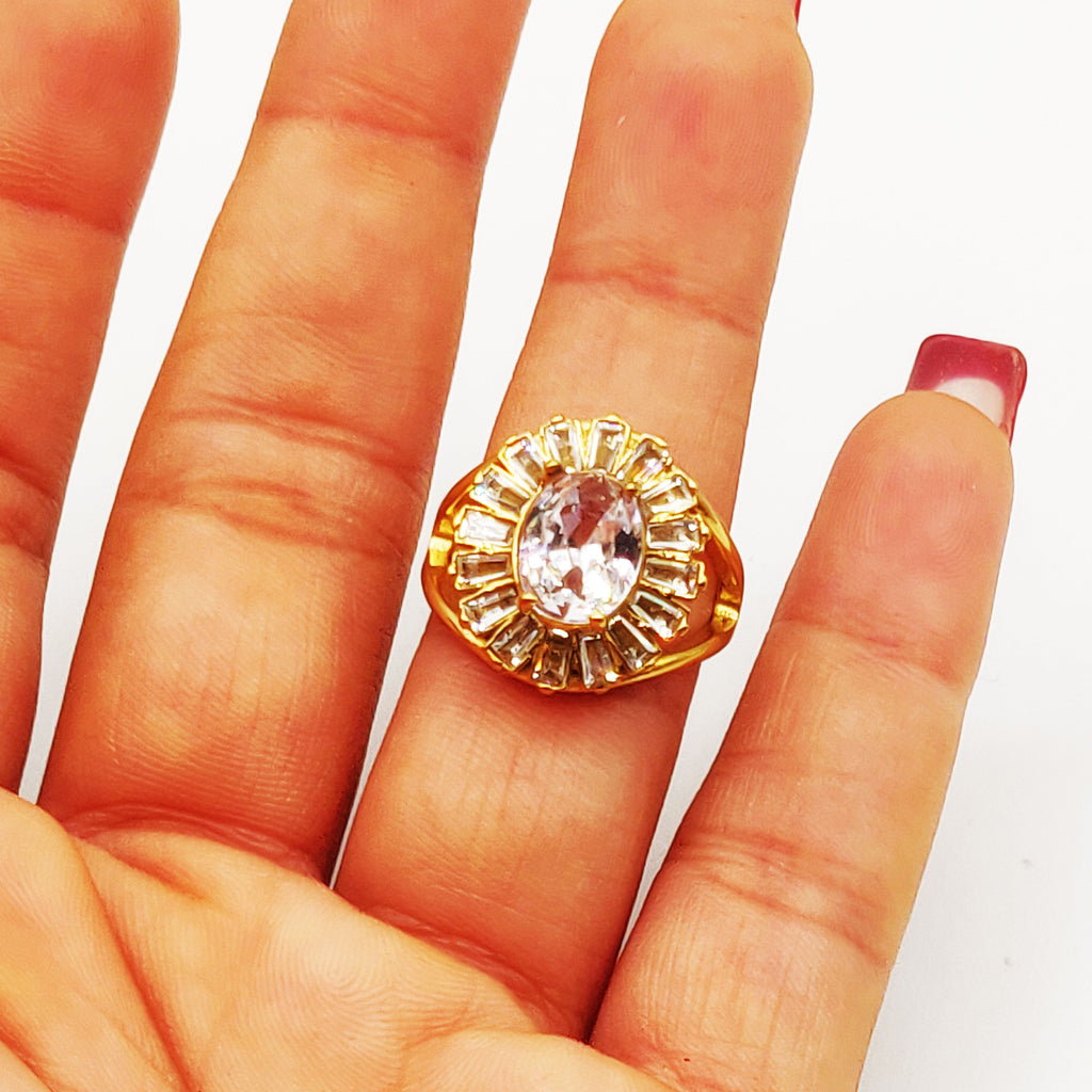 Bague Cristal Ovale Tour Cristaux Luxe