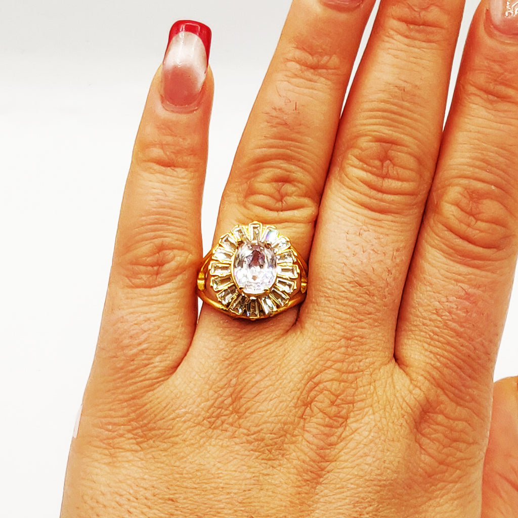 Bague Cristal Ovale Tour Cristaux Luxe