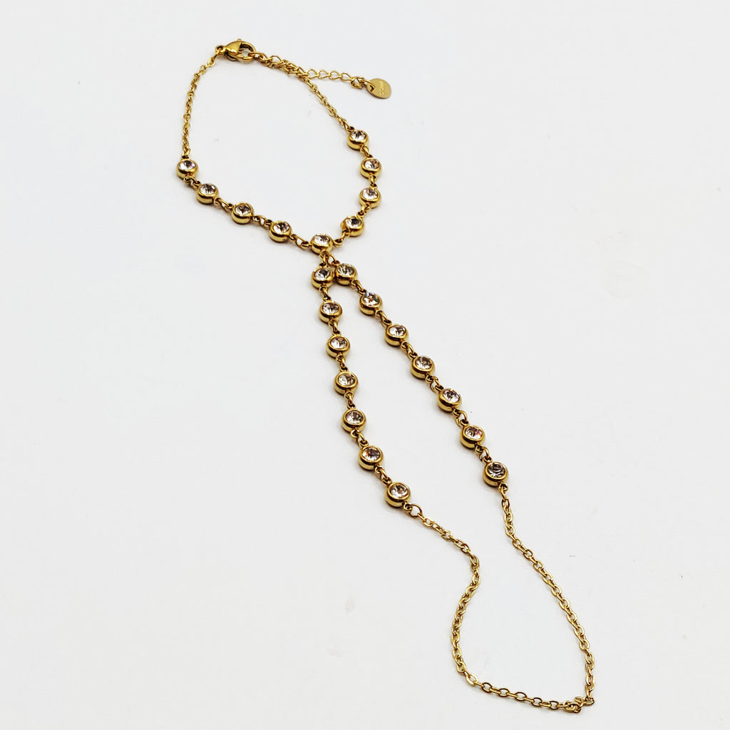 Bracelet / Chaîne de Main Multi Cristaux Ronds Luxe