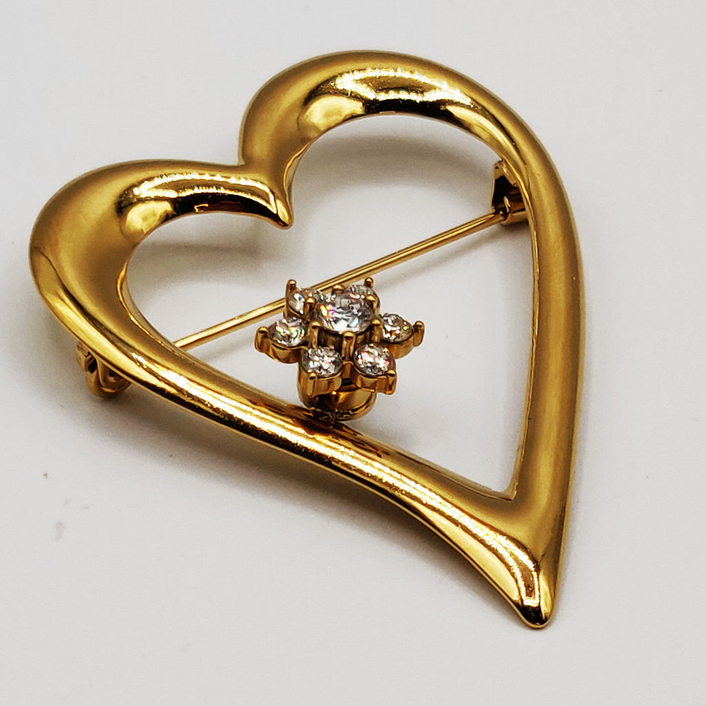 Broche Coeur Étoile Cristaux Tournant Anti-Stress