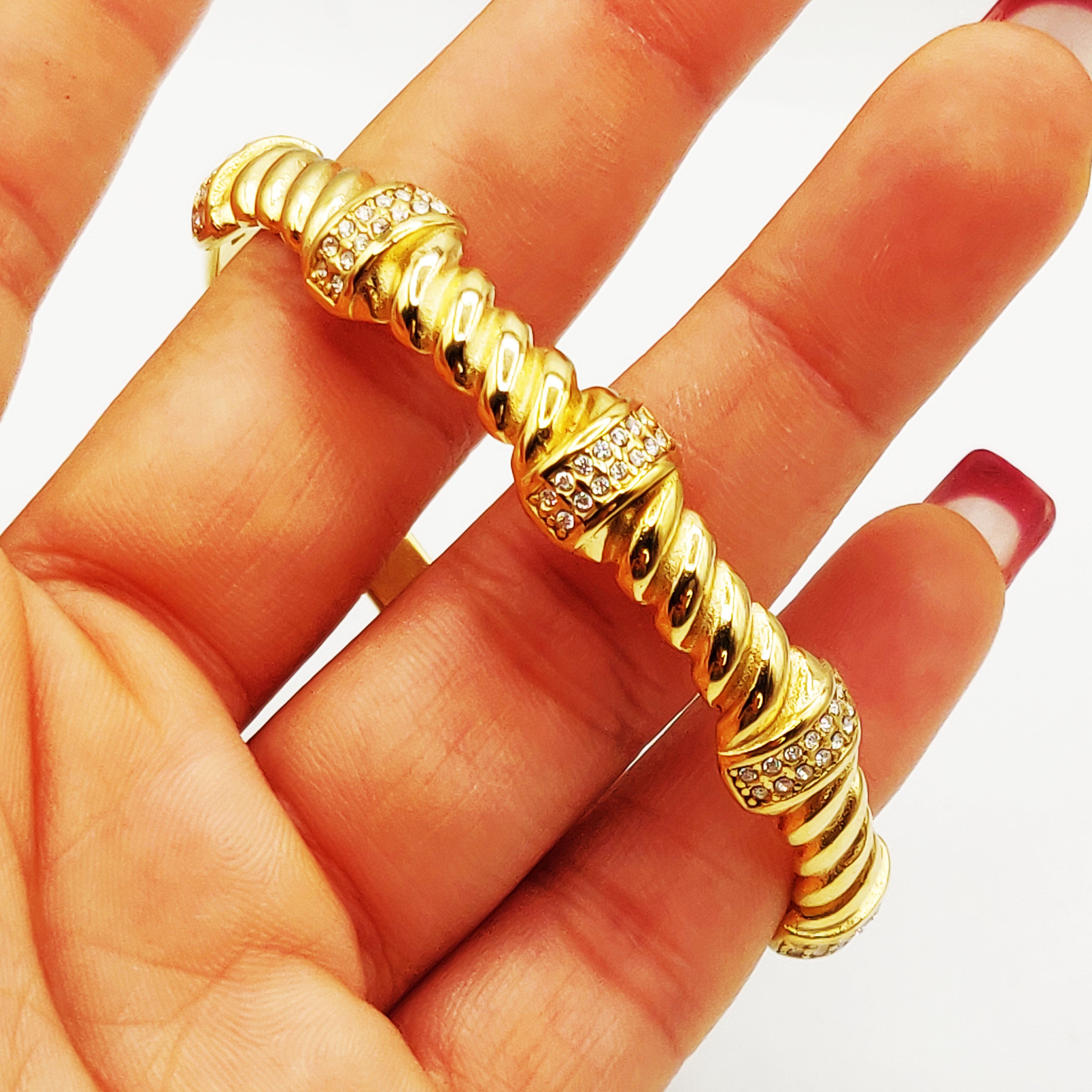 Bracelet Rigide Torsade Multi Bandes Cristaux Luxe