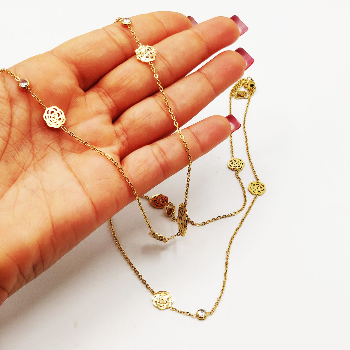 Collier / Sautoir Multi Fleurs Luxe