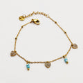 Bracelet Multi Coeurs Cristaux et Pierres Bleues Luxe