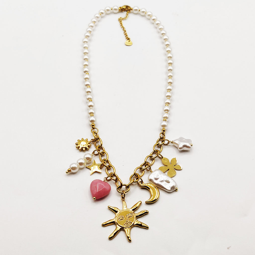 Collier Bibelots Perles d'imitation Blanches Soleil Luxe