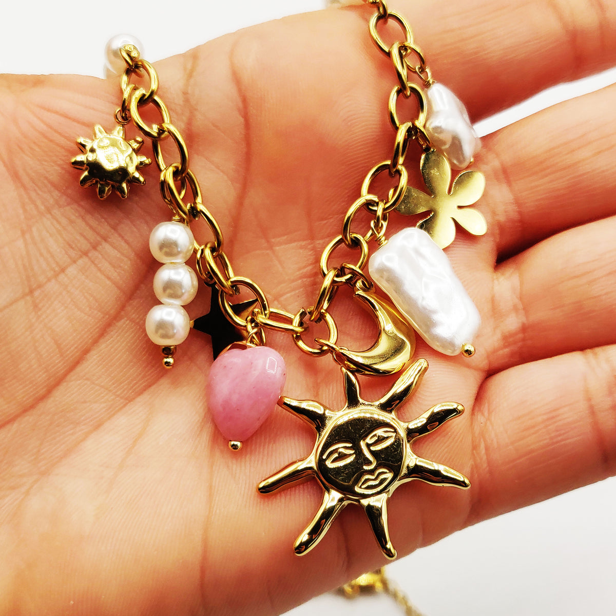 Collier Bibelots Perles d'imitation Blanches Soleil Luxe