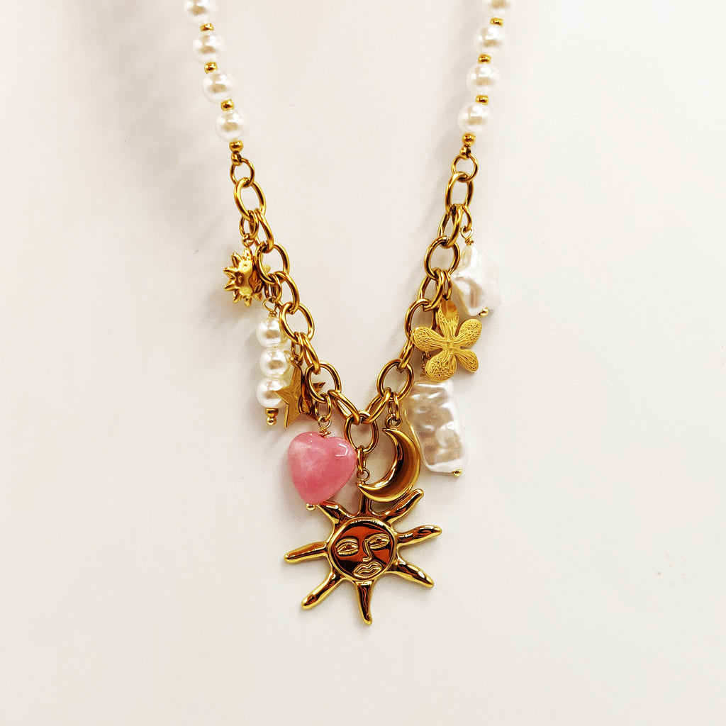 Collier Bibelots Perles d'imitation Blanches Soleil Luxe