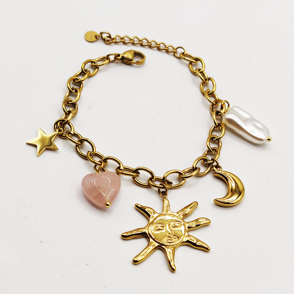 Bracelet Bibelots Perles d'imitation Blanches Soleil Luxe