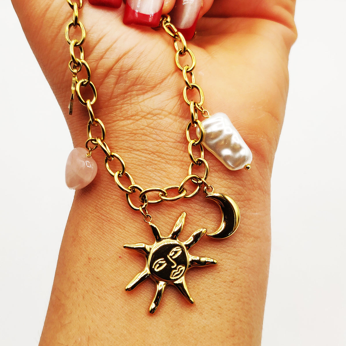 Bracelet Bibelots Perles d'imitation Blanches Soleil Luxe