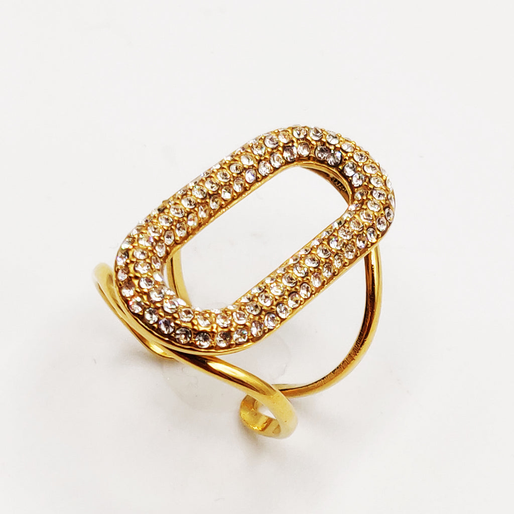 Bague Ovale Cristaux Luxe