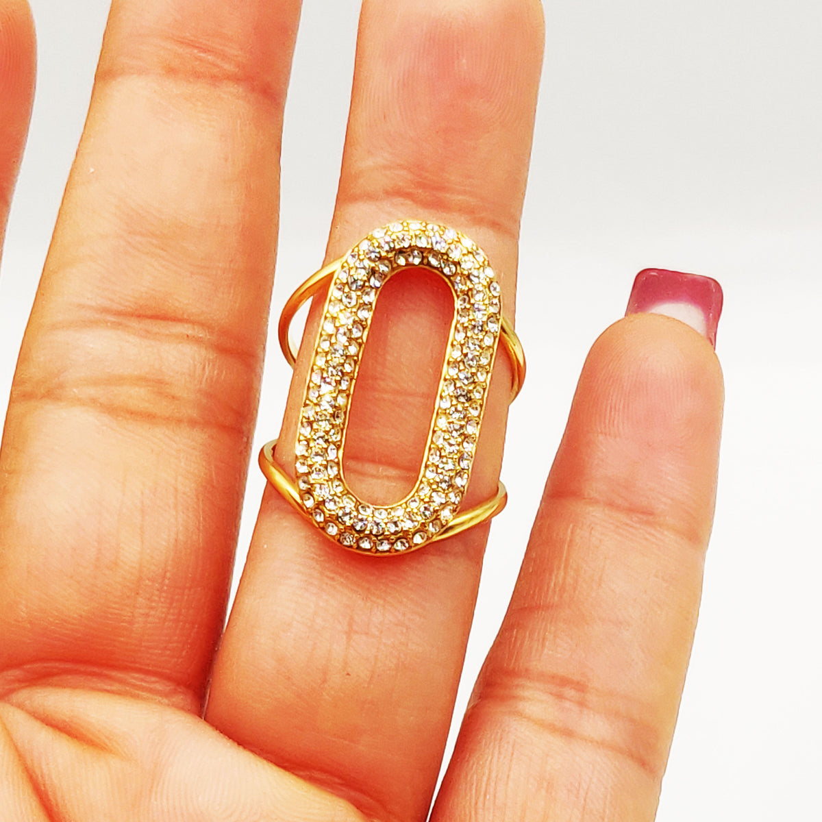 Bague Ovale Cristaux Luxe