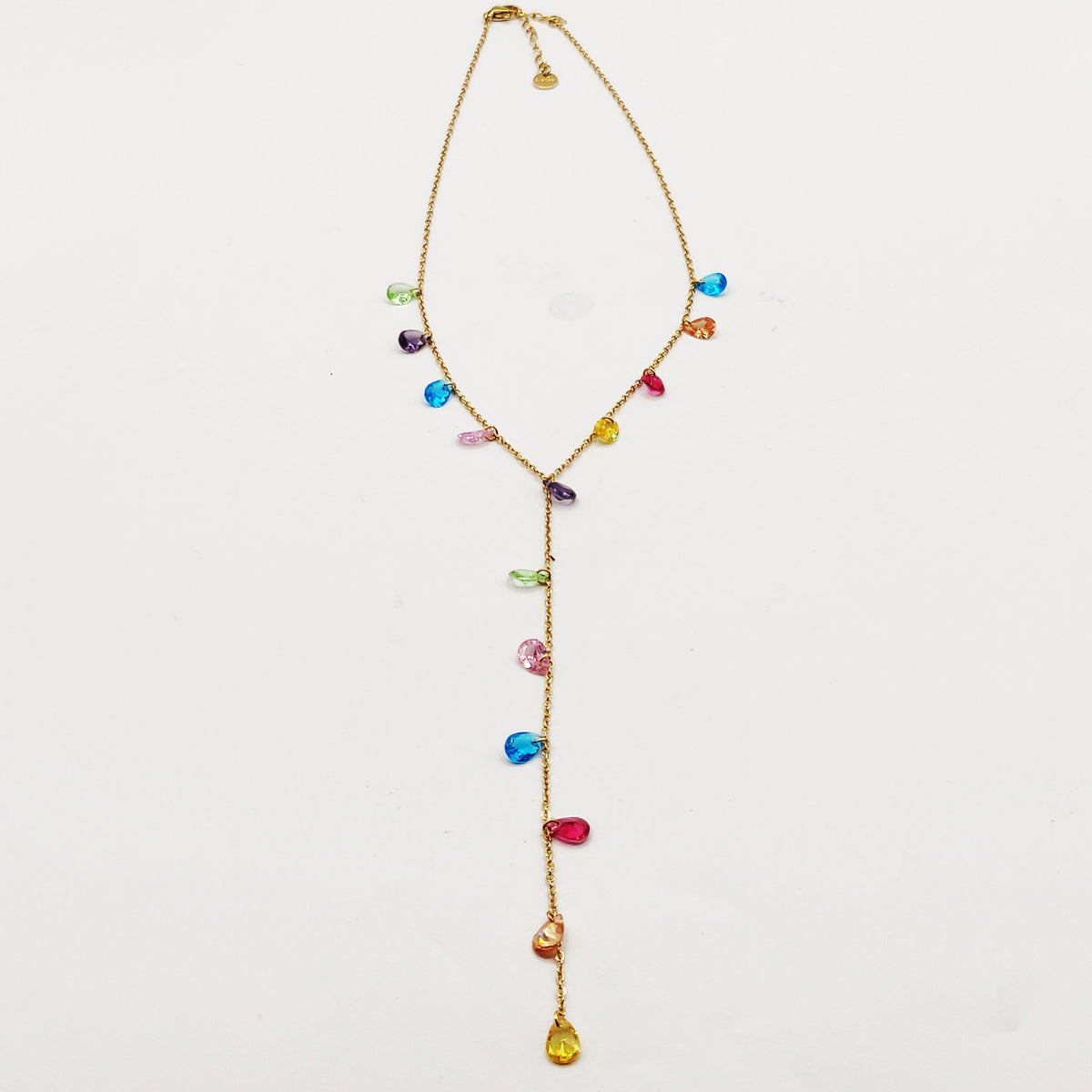 Collier Gouttes Cristaux Multicolores Descendant Luxe