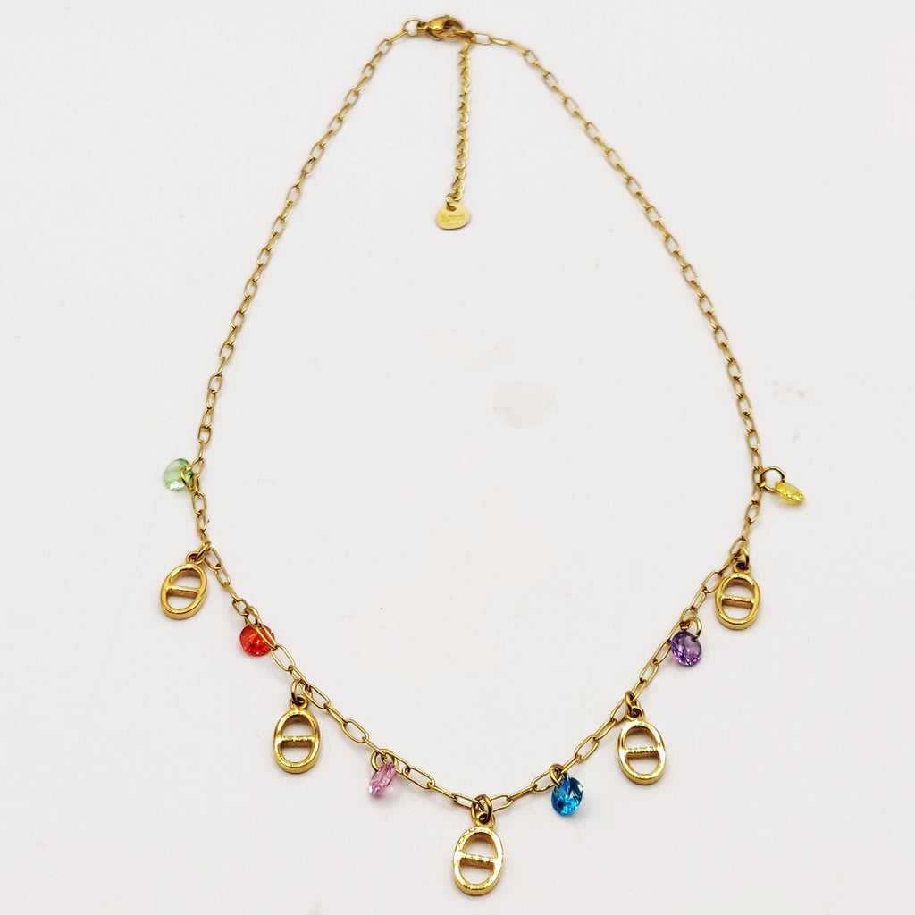 Collier Multi H Luxe et Cristaux Multicolores Luxe