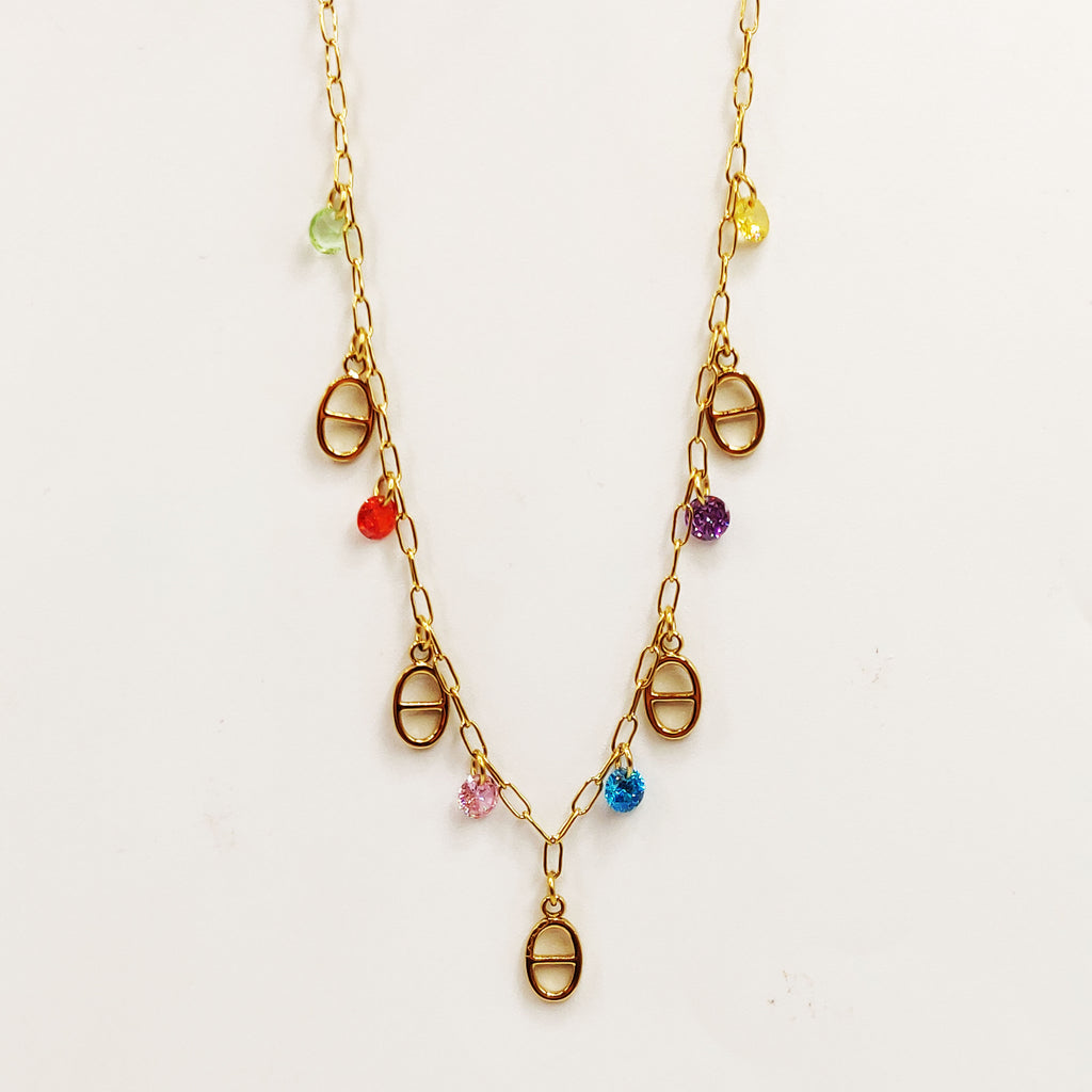 Collier Multi H Luxe et Cristaux Multicolores Luxe