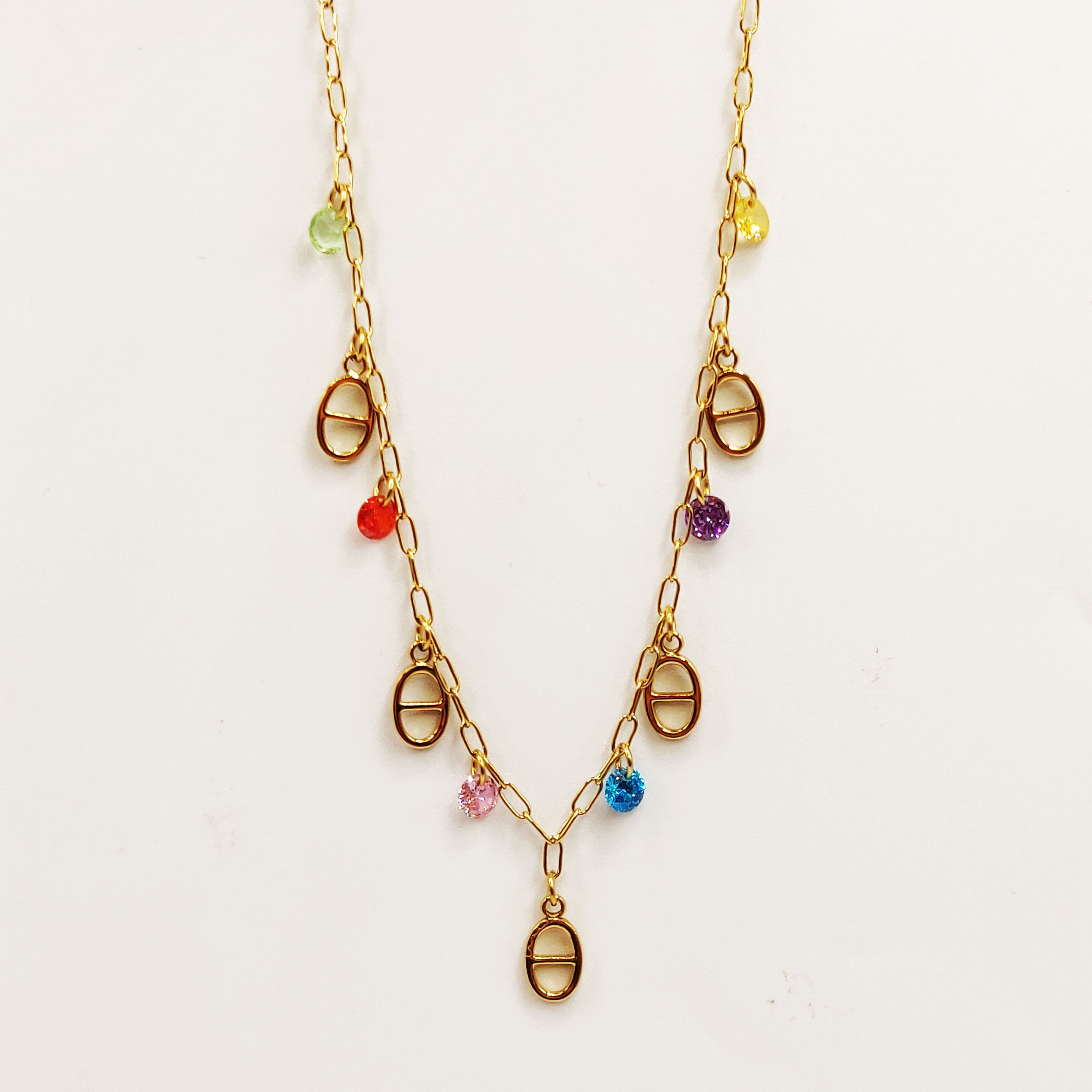 Collier Multi H Luxe et Cristaux Multicolores Luxe