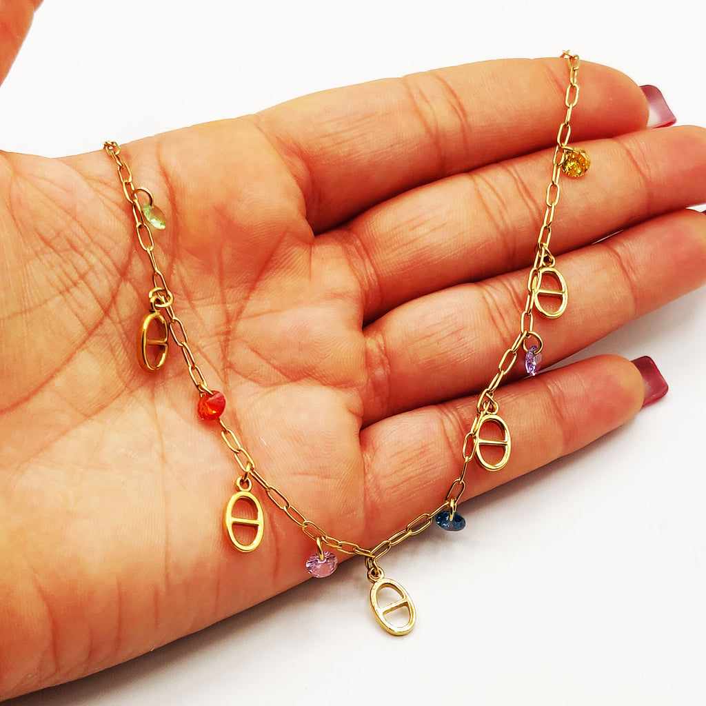 Collier Multi H Luxe et Cristaux Multicolores Luxe