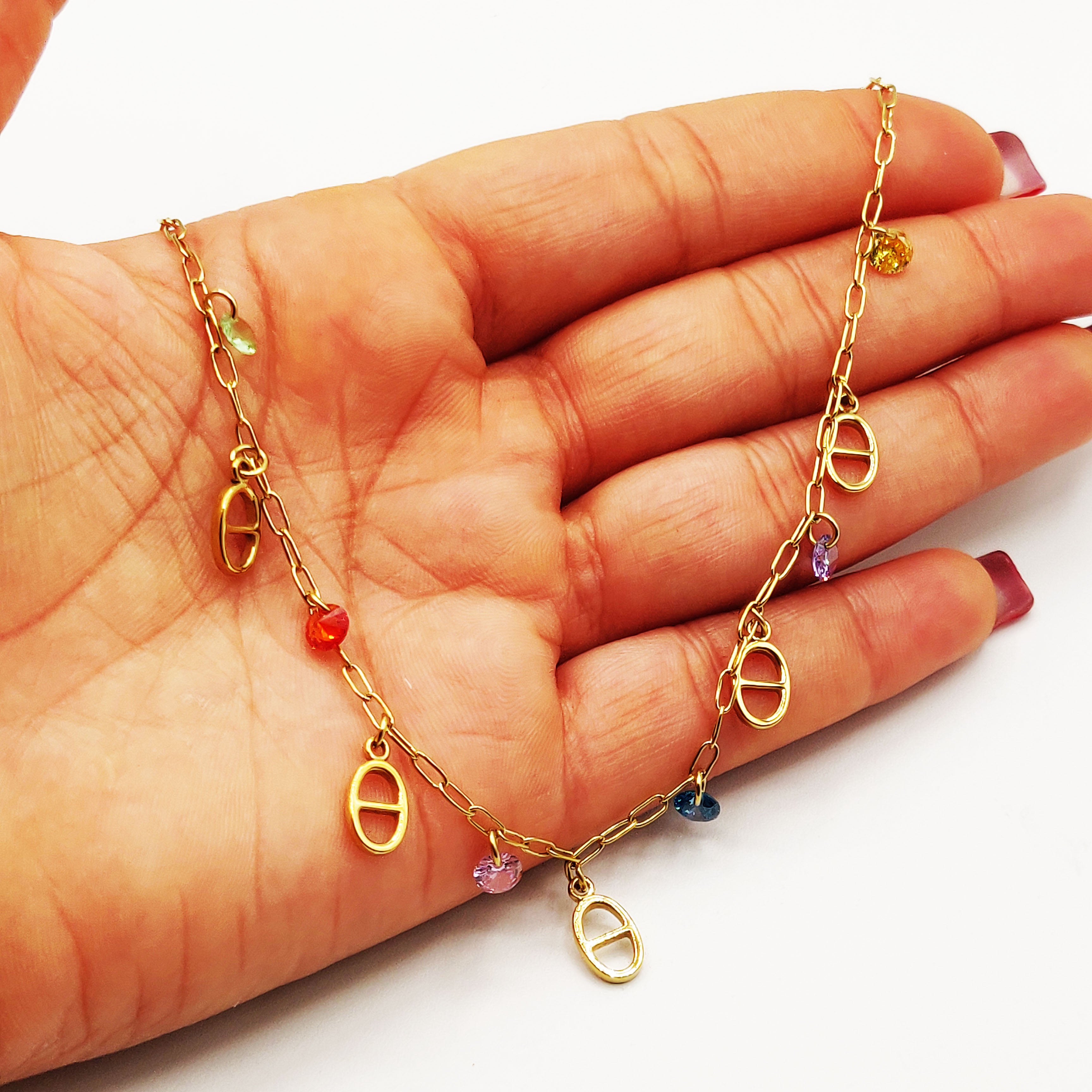 Collier Multi H Luxe et Cristaux Multicolores Luxe