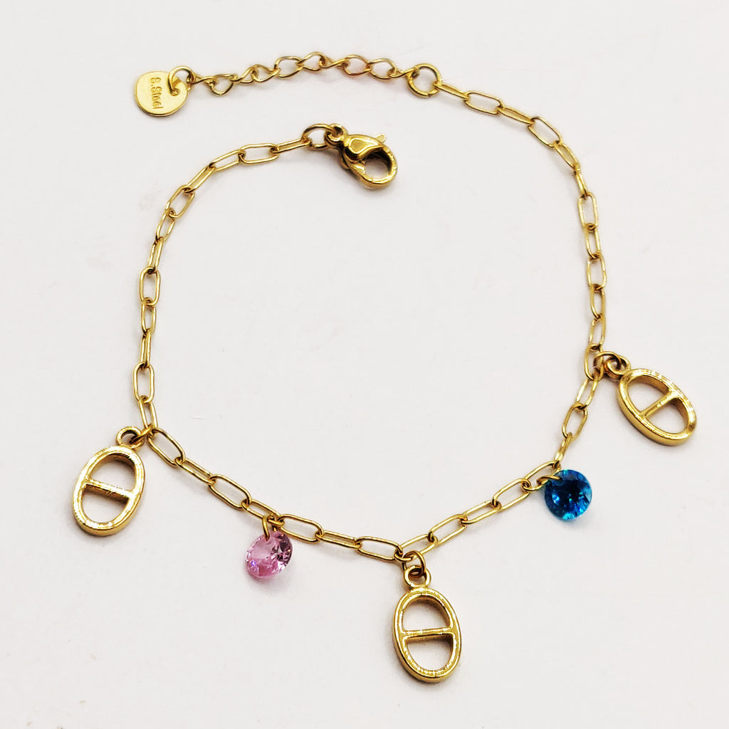 Bracelet Multi H Luxe et Cristaux Multicolores Luxe