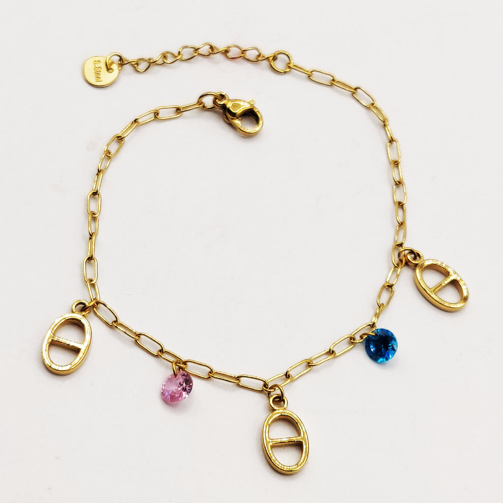 Bracelet Multi H Luxe et Cristaux Multicolores Luxe