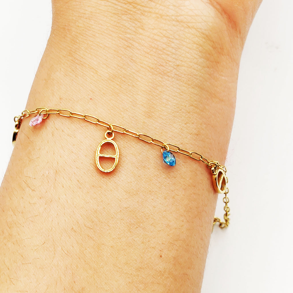Bracelet Multi H Luxe et Cristaux Multicolores Luxe