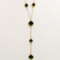 Collier Multi Cristaux Losanges Verts Descendant Luxe