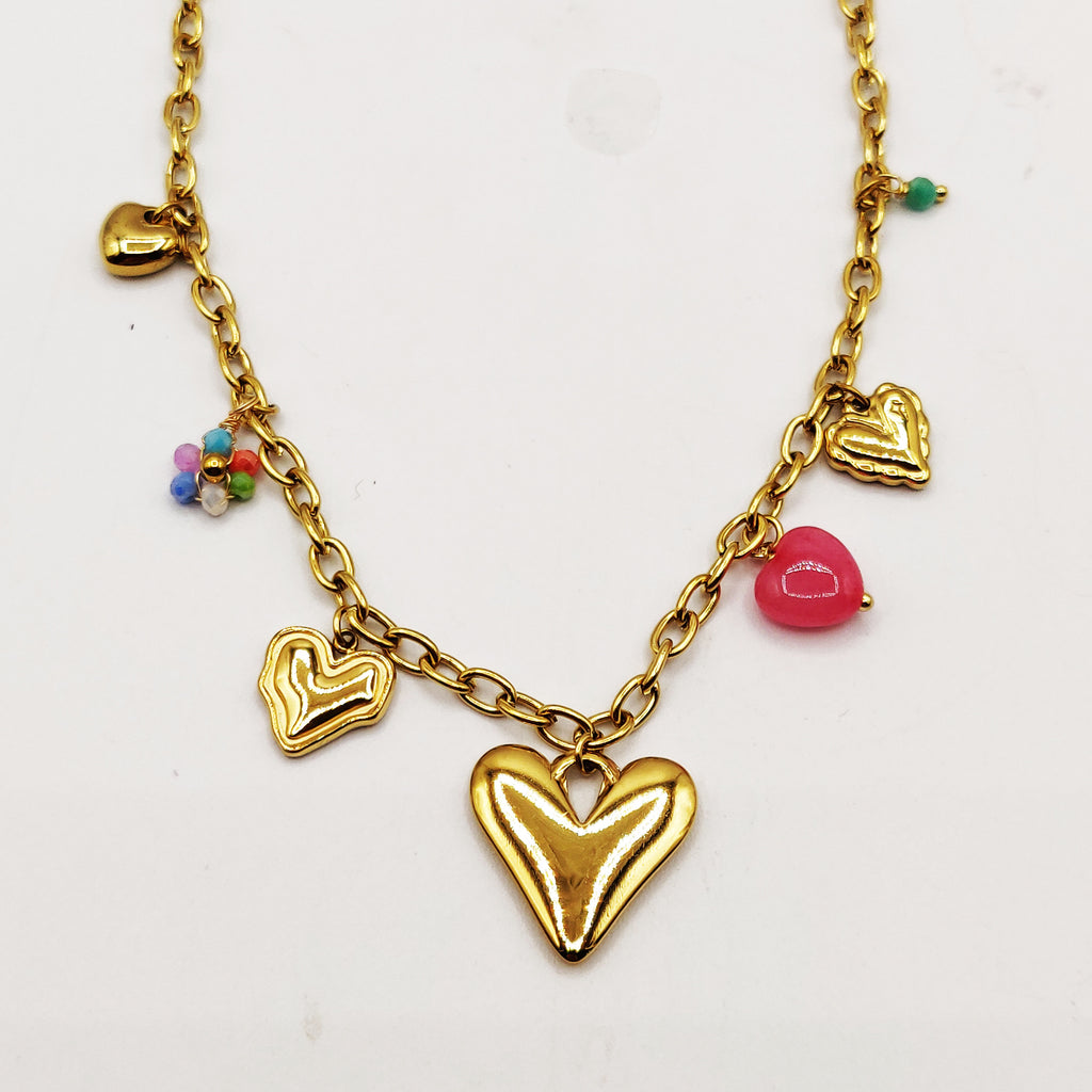 Collier Bibelots Coeurs Bombés Luxe