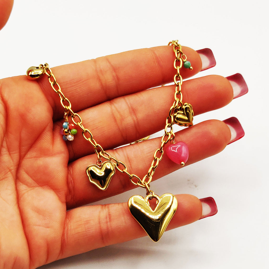 Collier Bibelots Coeurs Bombés Luxe