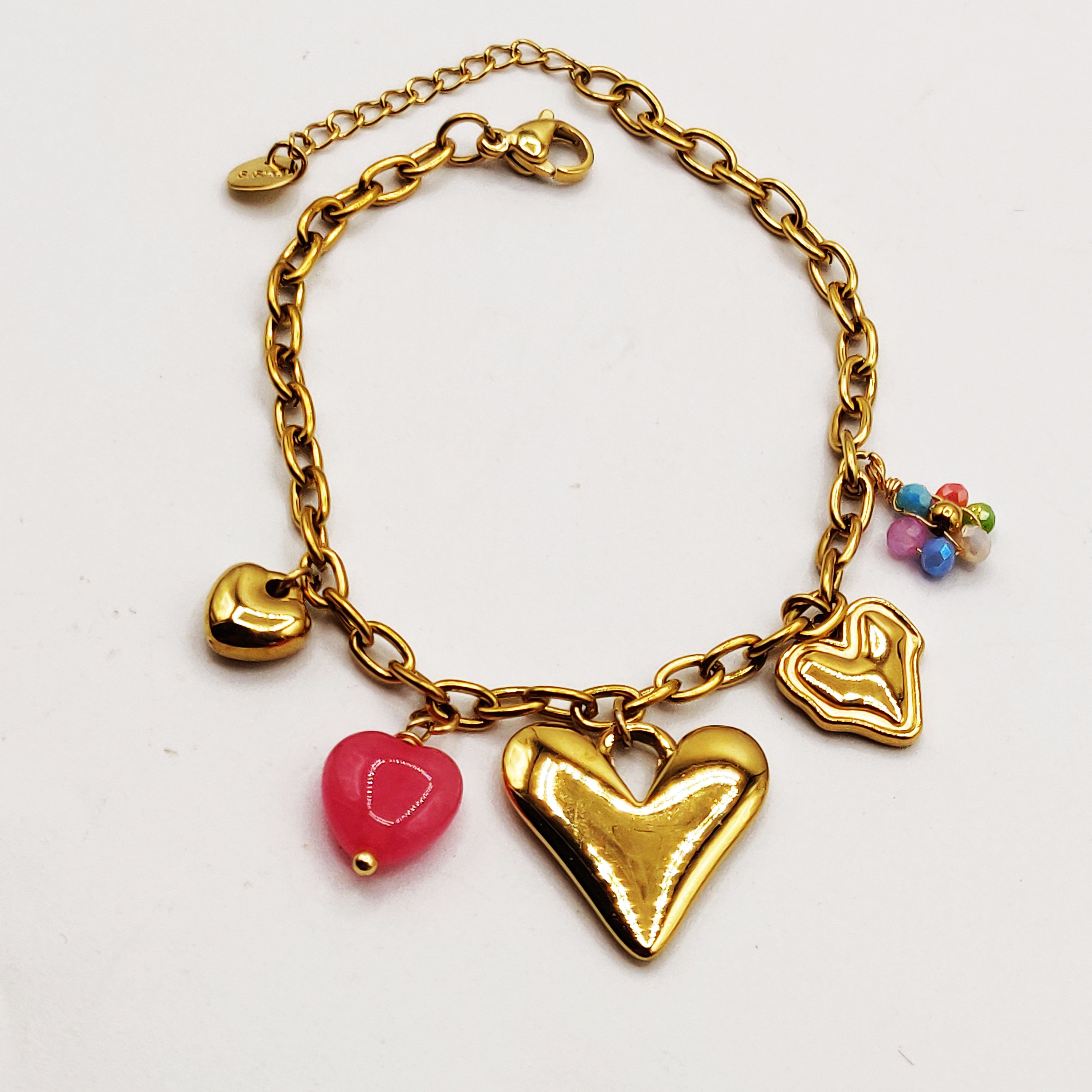 Bracelet Collier Bibelots Coeurs Bombés Luxe