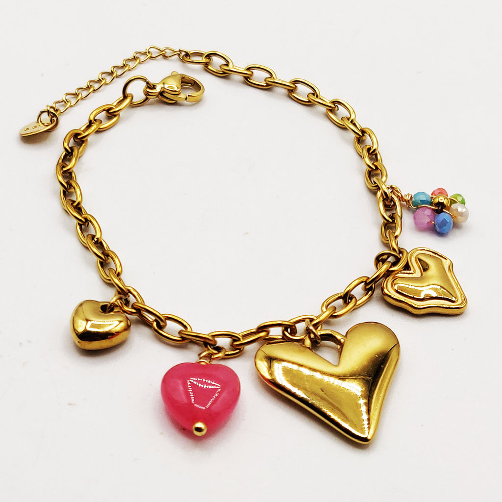 Bracelet Collier Bibelots Coeurs Bombés Luxe