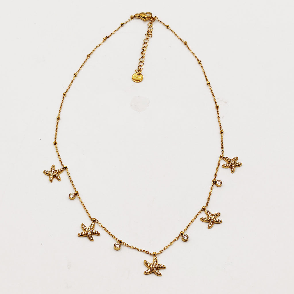 Collier Multi Étoiles de Mer Cristaux Luxe