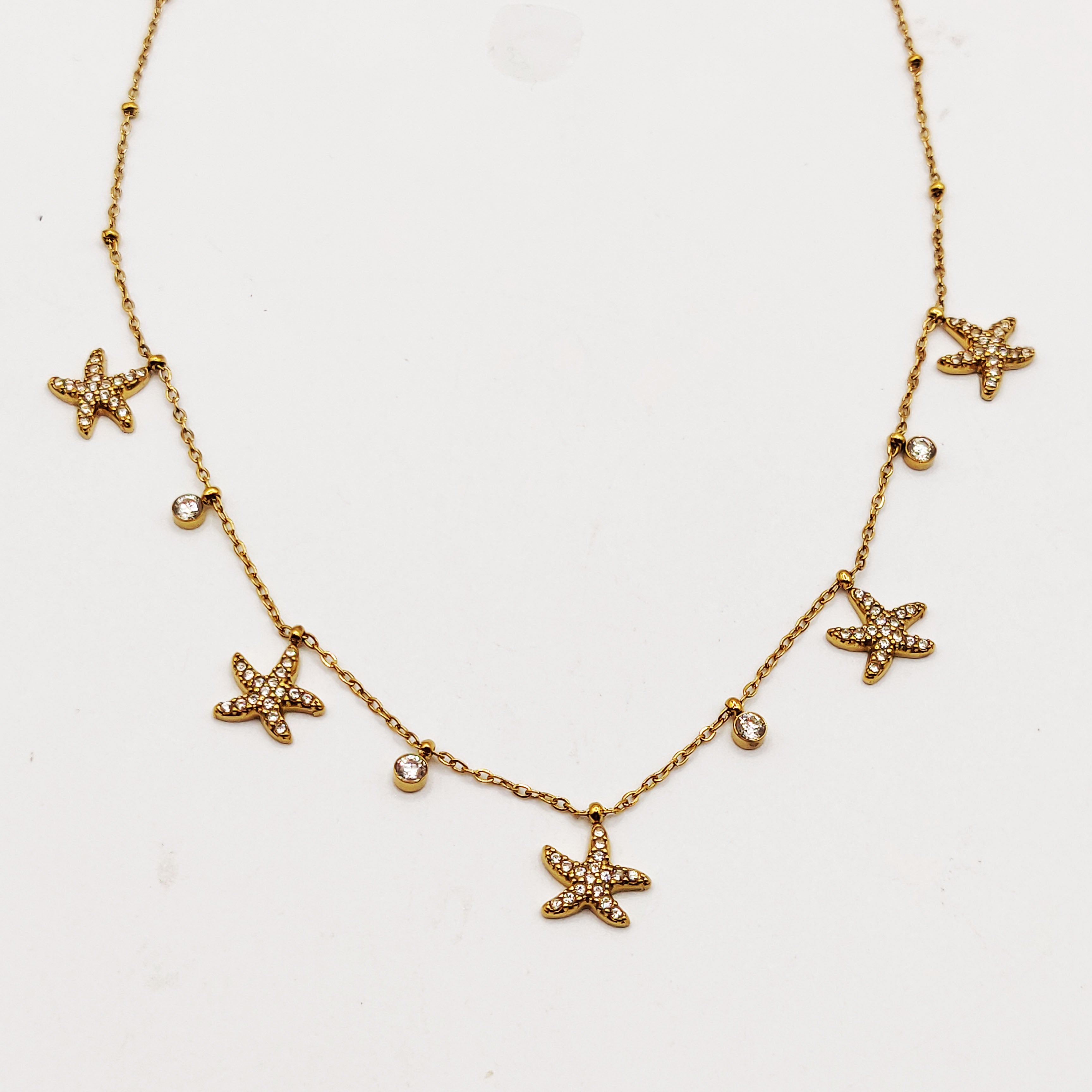 Collier Multi Étoiles de Mer Cristaux Luxe