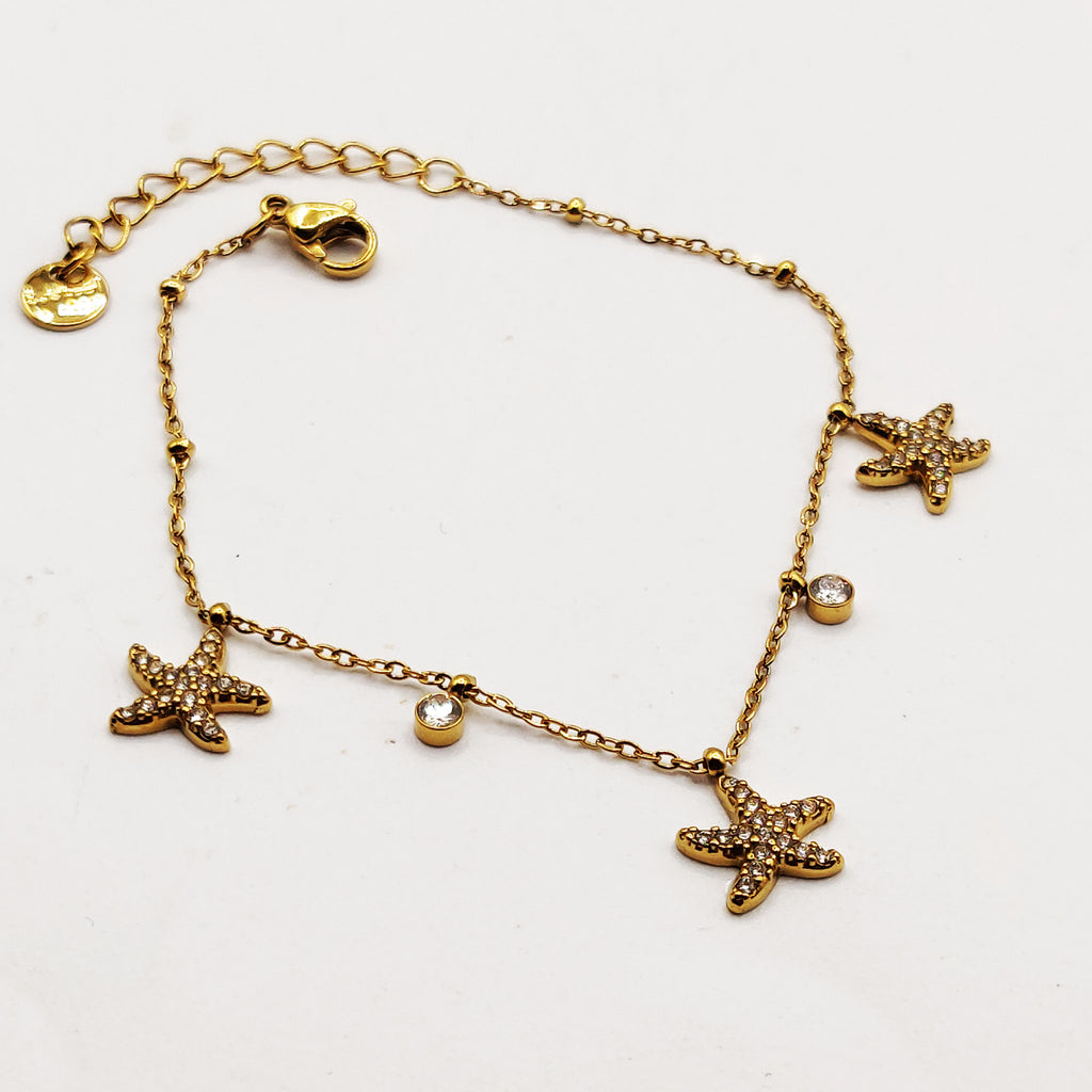 Bracelet Multi Étoiles de Mer Cristaux Luxe