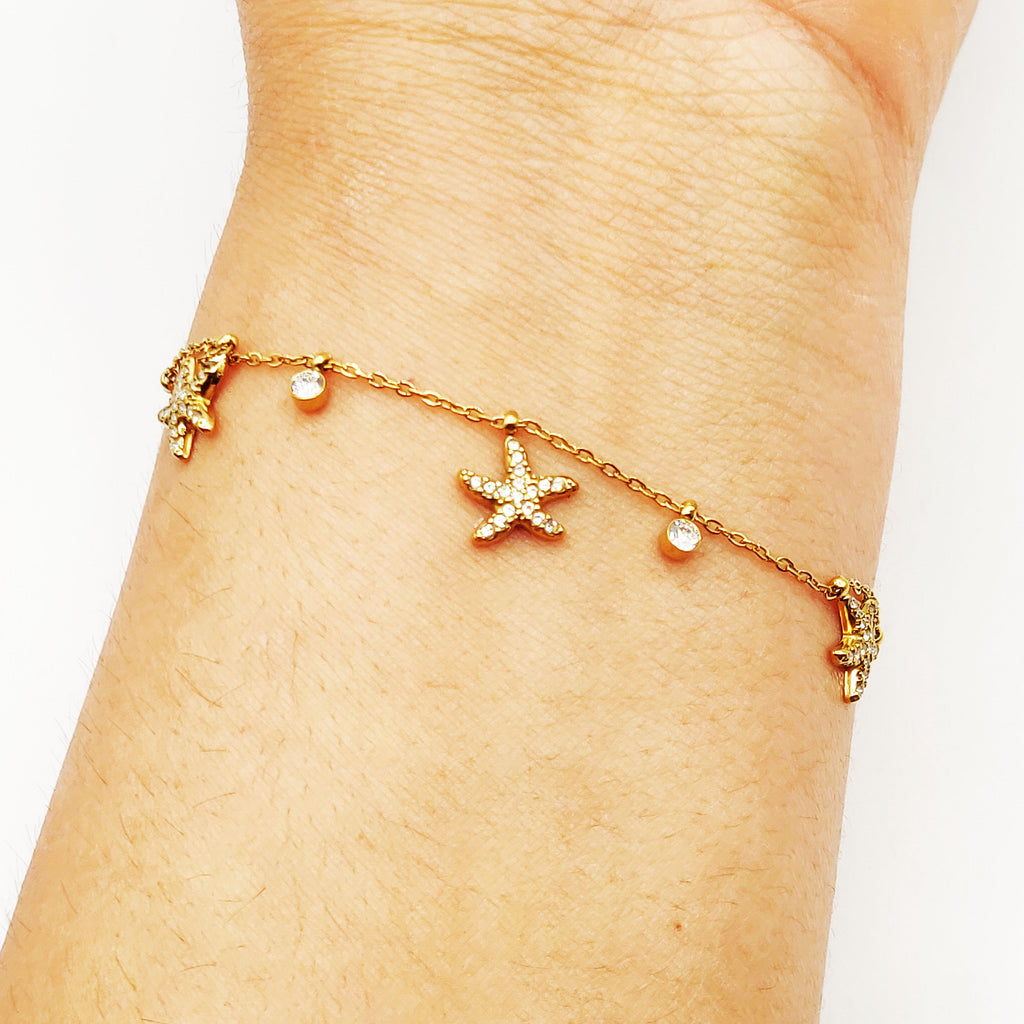 Bracelet Multi Étoiles de Mer Cristaux Luxe