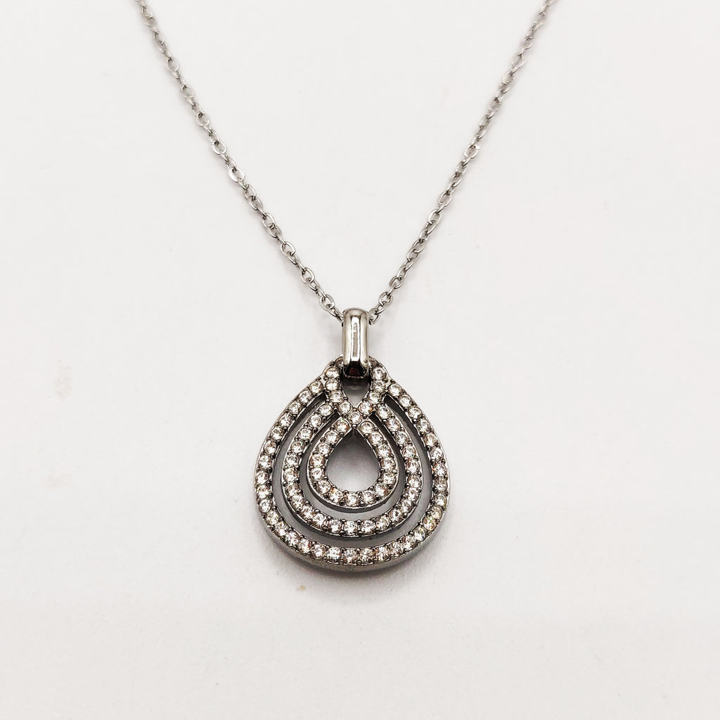 Collier Goutte Infinity Cristaux Luxe Argenté