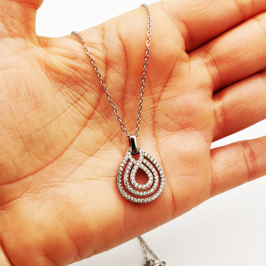 Collier Goutte Infinity Cristaux Luxe Argenté