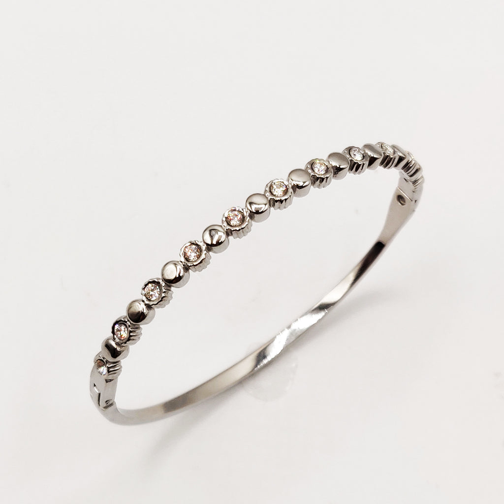 Bracelet Rigide Multi Ronds Argentés et Cristaux Luxe