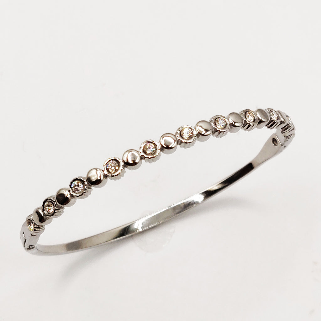 Bracelet Rigide Multi Ronds Argentés et Cristaux Luxe