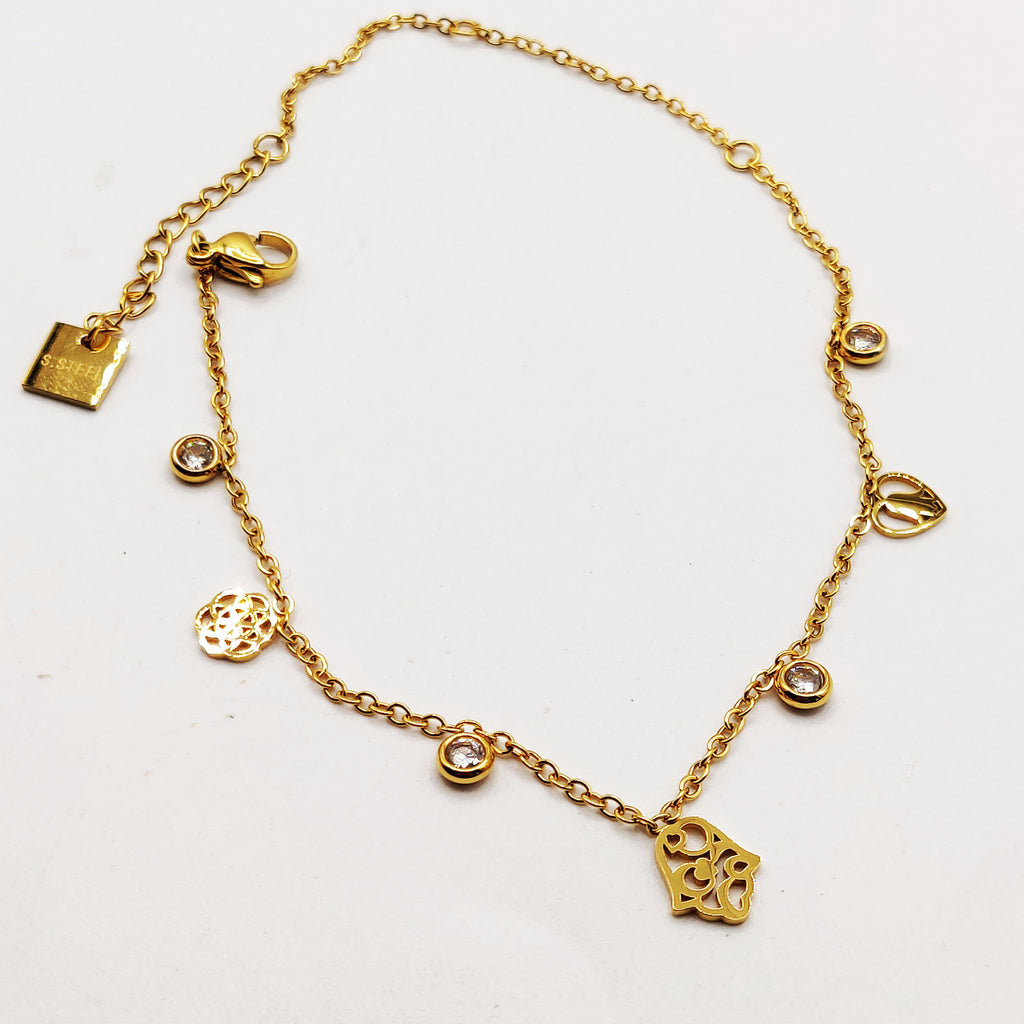 Chaîne de Cheville Mains de Fatma Motifs Orientaux Luxe