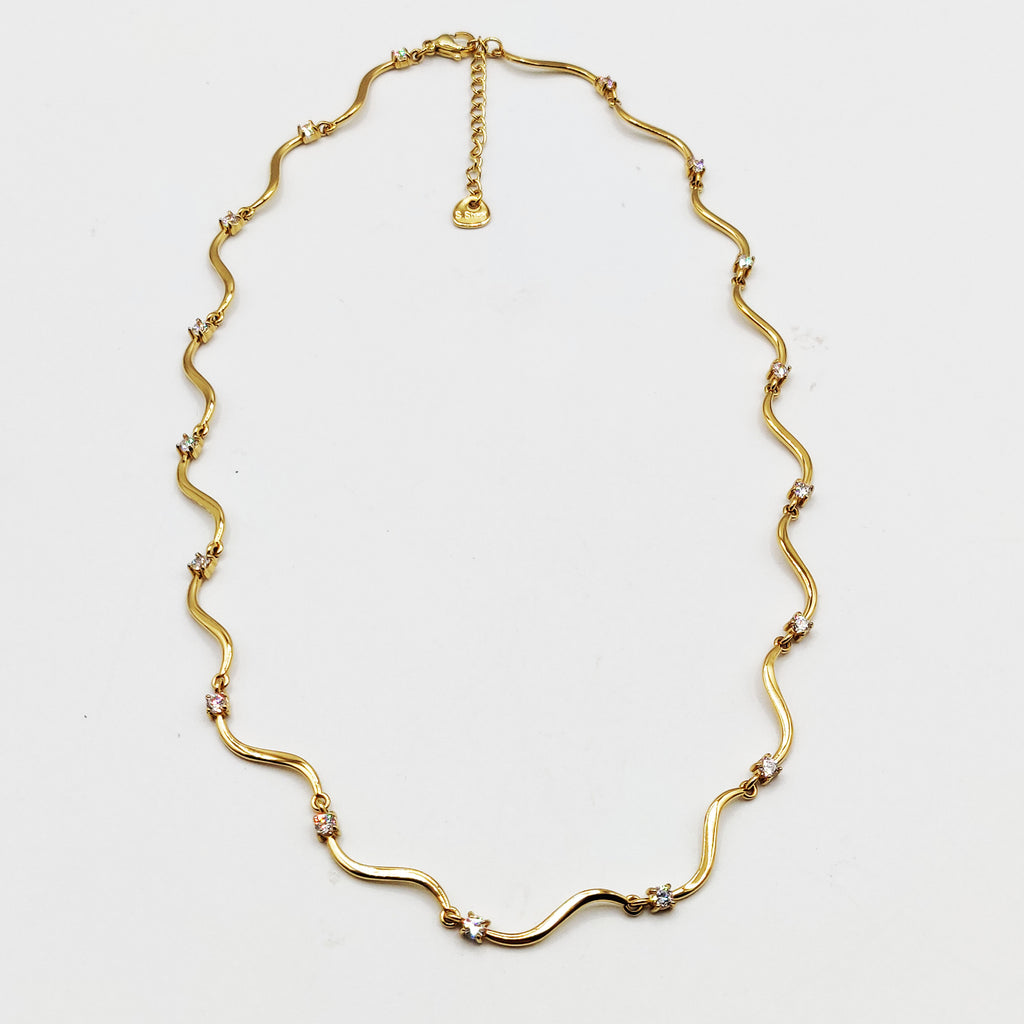 Collier Rigide Vagues et Cristaux Luxe